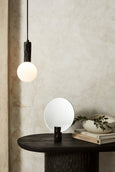 Black Kyoto Pendant Light with White Glass Sphere
