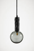Black Kyoto Pendant Light with Smoked Glass Sphere