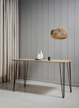 Scandi Dining Table + Bench with Black Hairpin Legs