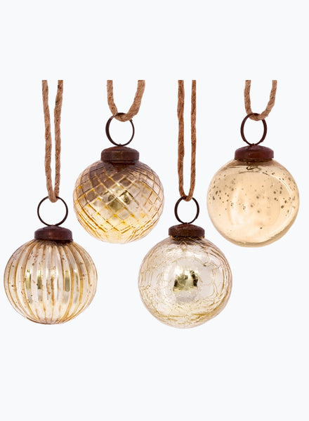 Gold Recycled Glass Baubles Set Of Four