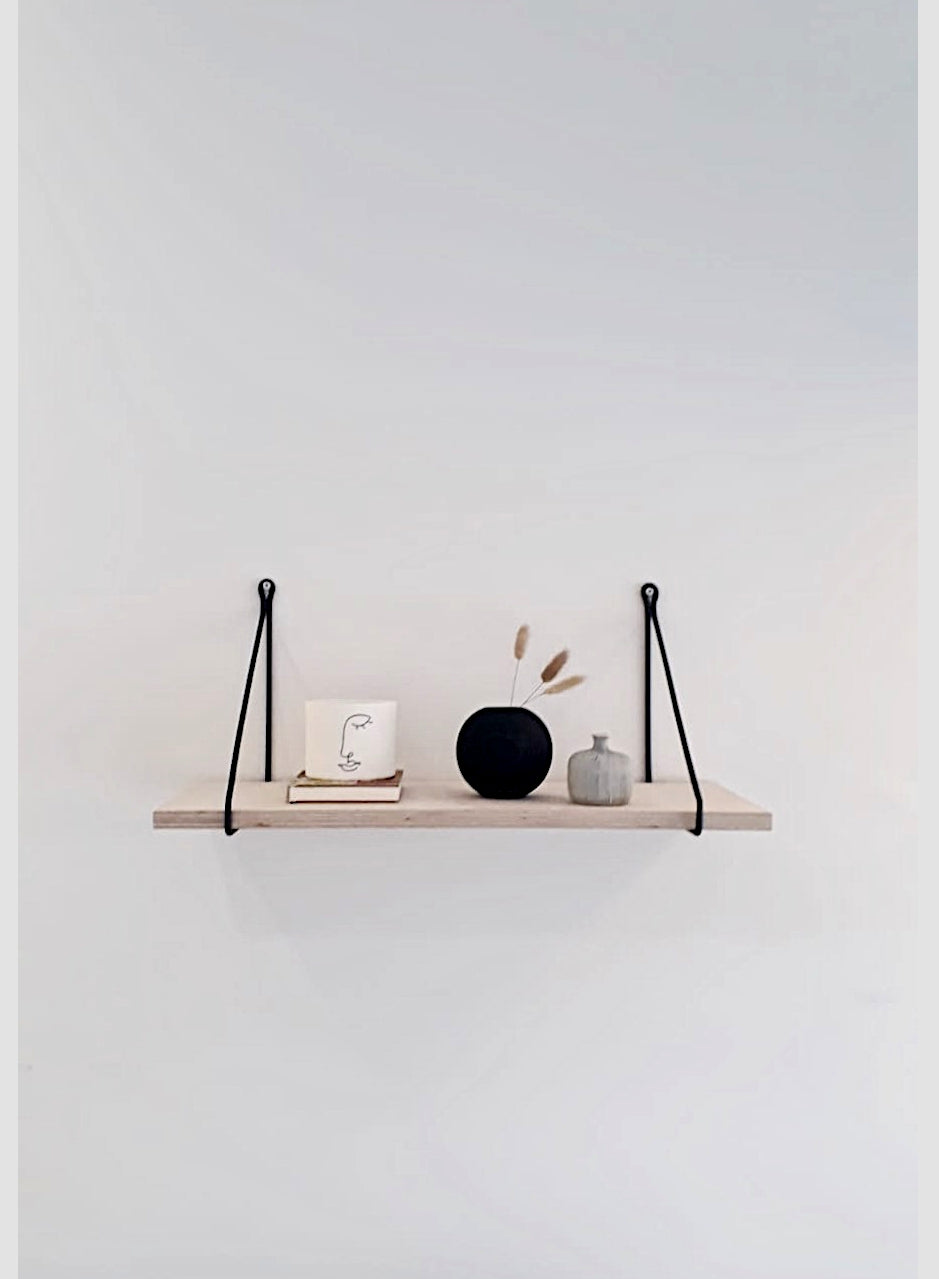 Scandi Display Shelf With Black Triangular Brackets