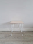 Scandi Low Bedside Table with White Hairpin Legs